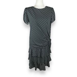 Gilberti Dress Womens Size 14‎ Polka Dot 80s Tiered Ruffle Vintage Coquette Twee